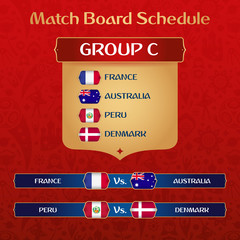 Football Tournament Match Board With Russian Ethnic Decoration Vector Illustration.