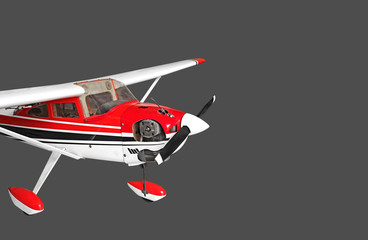 Closeup Radio Controlled Airplane on Gray Background, Clipping Path