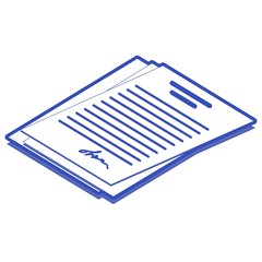 Legal documents in a pile graphic icon.
