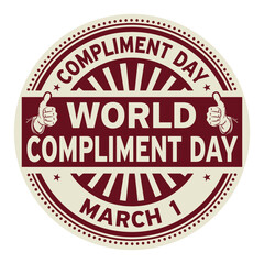 World Compliment Day rubber stamp - obrazy, fototapety, plakaty
