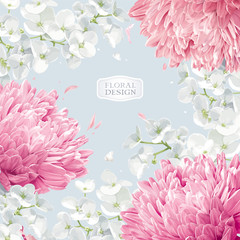 Chrysanthemums and Apple blossom floral vector background