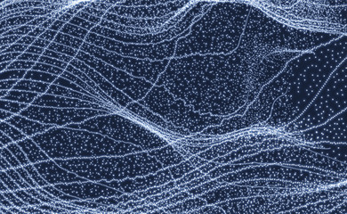 Abstract science or technology background. Graphic design. Network illustration with particle. 3D grid surface. 