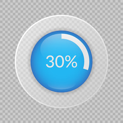 30 percent pie chart on transparent background. Percentage vector infographics. Circle diagram isolated. Business illustration icon for marketing project, finance, financial report, web design
