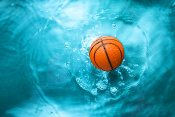 Ball drop on blue green water