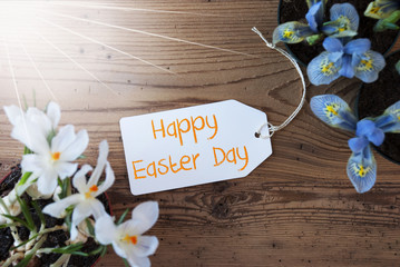 Sunny Flowers, Label, Text Happy Easter Day