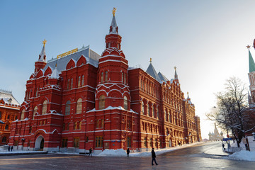 Fototapeta premium Building of the State Historical Museum on Red square. Moscow in winter