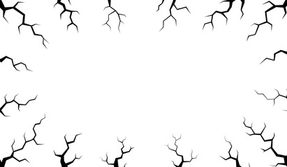 Earth cracks or lightning on white background. Concrete wall Texture design in grunge with stone polygon style.