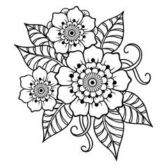 Henna tattoo flower template in Indian style. Ethnic floral paisley - Lotus. Mehndi style. Ornamental pattern in the oriental style.