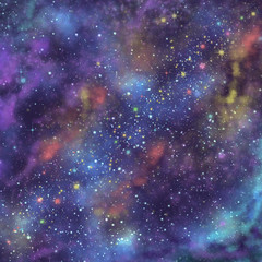 Abstract watercolor background galaxy space. Stars wallpaper for mobile application.