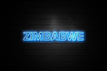 Obraz premium Zimbabwe neon Sign on brickwall