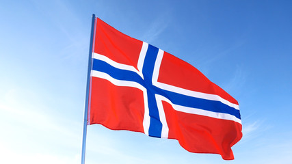 Norway national flag in the sky.