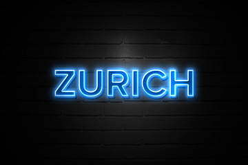 Zurich  neon Sign on brickwall