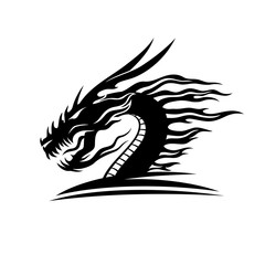 Sign of a black dragon on a white background.