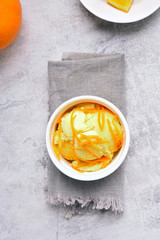 Orange ice cream, top view