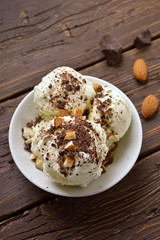 Chocolate ice cream with nuts