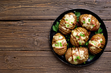 Baked potatoes, top view