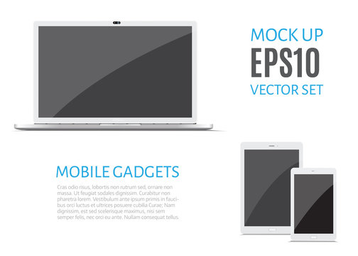 Electronic gadgets, isolated, on white background.
