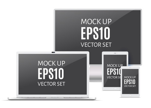 Electronic gadgets, isolated, on white background.