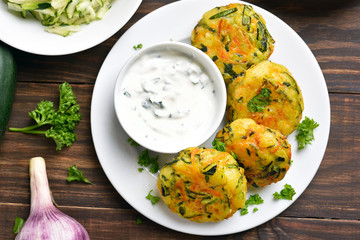Vegetable cutlet from carrot, zucchini, potato