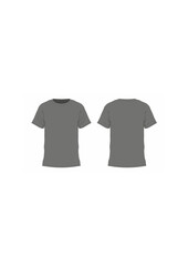  Front and back views of men's black t-shirt on white background - obrazy, fototapety, plakaty