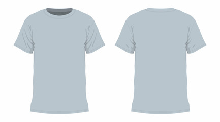 Front and back views of men's gray t-shirt on white background