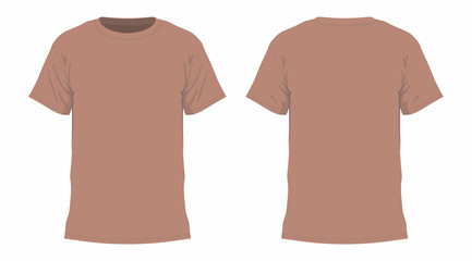 Front and back views of men's brown t-shirt on white background