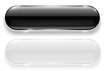 Glass buttons. Black and white oval web icons