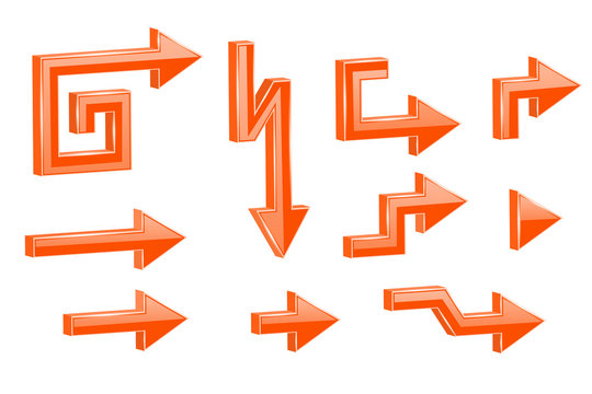 Orange shaped 3d arrows