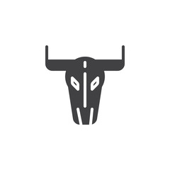 Bull or Buffalo skull icon vector, filled flat sign, solid pictogram isolated on white. Symbol, logo illustration.