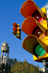 Barcelona, Catalonia, Spain - Traffic light for pedestrians and bycicles