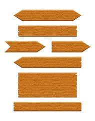 Wooden planks set isolated on white background. Cartoon flat wood texture. Vector illustration