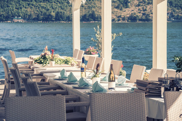 Restaurant on sea shore