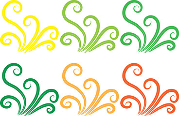 Calligraphic decorative elements with lines
