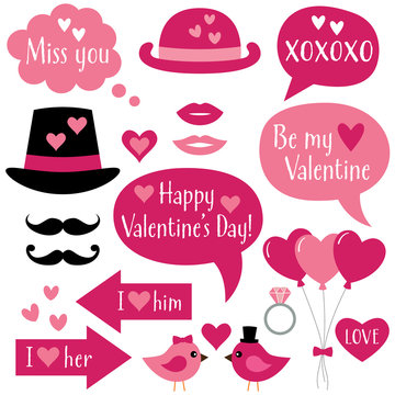 Photo booth props and speech bubbles for Valentines Day