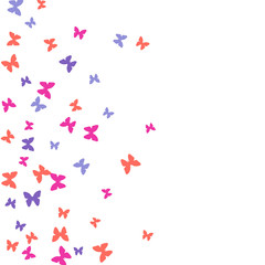 Spring Background with Colorful Butterflies. Simple Feminine Pattern for Card, Invitation, Print. Trendy Decoration with Beautiful Butterfly Silhouettes. Vector Background with Moth