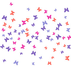 Naklejka na ściany i meble Spring Background with Colorful Butterflies. Simple Feminine Pattern for Card, Invitation, Print. Trendy Decoration with Beautiful Butterfly Silhouettes. Vector Background with Moth