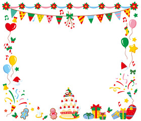 クリスマスフレーム文字なし（ケーキ）