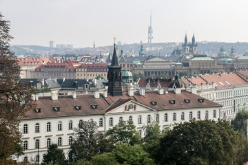 Fototapeta premium Scene With Red Roofs in Prague,Czech Republic