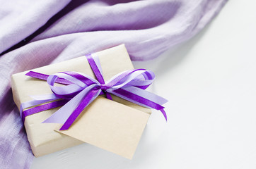 Present or gift box and empty greeting card
