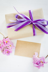 Present or gift box and empty greeting card