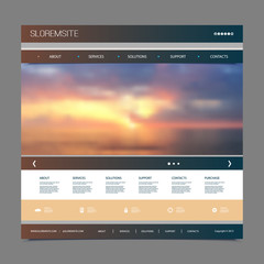 Website Design Template for Your Business with Sunset Sky Image Background - Dusk, Clouds, Sun, Sunlight