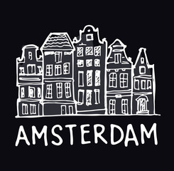 Hand drawn doodle landscape - Amsterdam