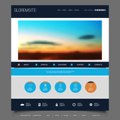 Website Design Template for Your Business with Sunset Sky Image Background - Dusk, Clouds, Sun, Sunlight