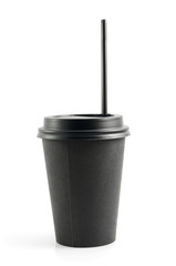 Black closed plastic glass, isolate.