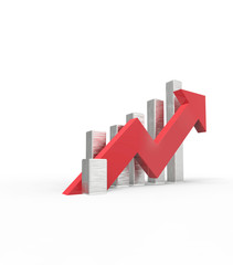 Fototapeta premium Red arrow and graph. Growing business concept.3D rendering.