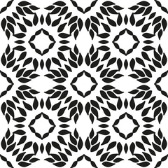 Ornamental seamless floral ethnic black and white pattern Background can be used for surface design, wallpaper, textile, fabric, wrapping, web. Template for design and decoration
