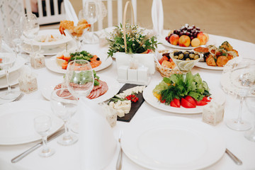 Family lunch with potato and salad.