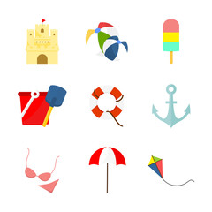 Beach Travelling Related Stuff Illustration Set