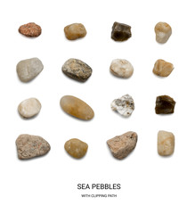 Fototapeta na wymiar Stone Sea Pebbles Isolated