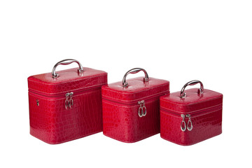 set of red cases for make-up of different size